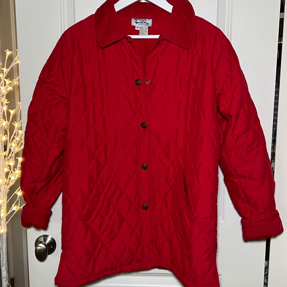 Lilly Pulitzer Vintage Red Quilted Barn Jacket size M.